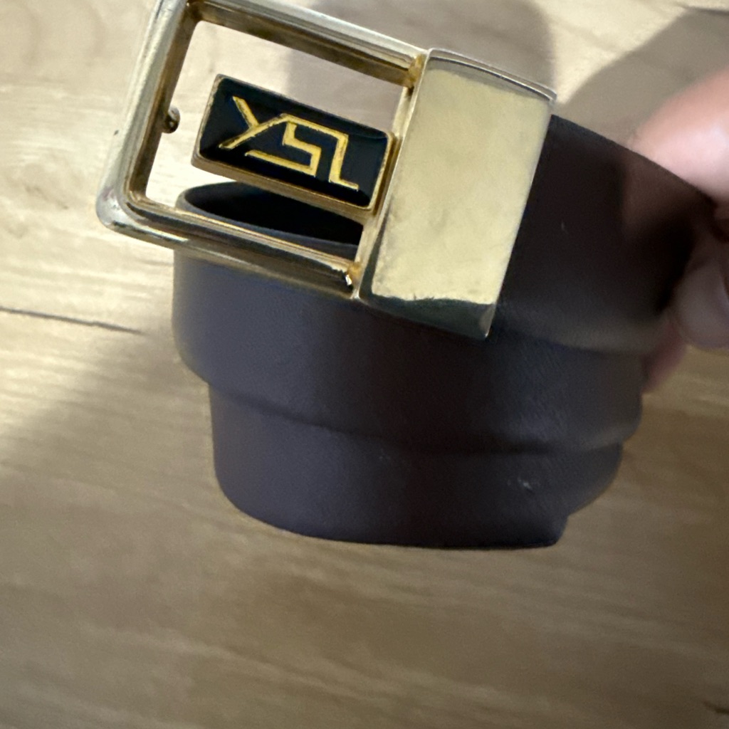 Yves Saint Laurent Vintage Ysl Gold Buckle Replacement Reversible Belt 33” Black